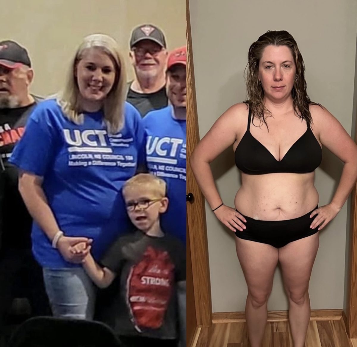 Forever Rising client before and after photo showing her weight loss progress