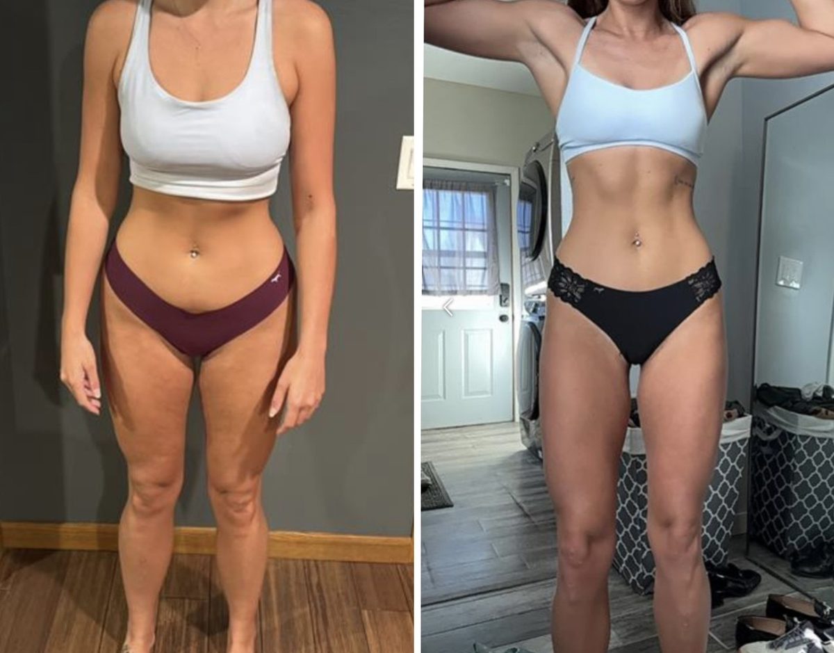 Forever Rising client before and after photo showing lean muscle definition